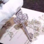 T I F F I NY & C o 925 Sterling Silver Diamond Key Flower Pendant Necklace - replica jewelry