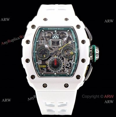 KV Factory Knockoff Richard Mille RM11-03 Le Mans Classic White ATZ Ceramic Flyback Watch