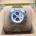 Cheap Audemars Piguet Replica Watches - Stainless Steel White Chronograph/Blue Sub-dials
